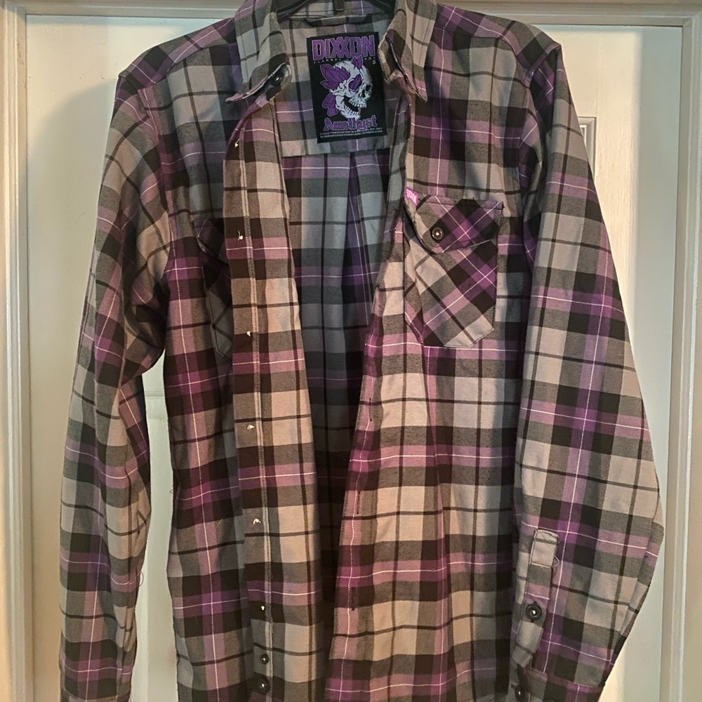 DIXXON Men's Gray and Purple Checkered Shirt